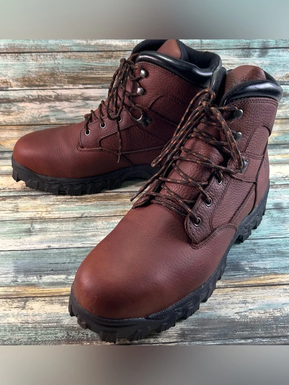ROCKY Alpha Steel Toe Safety Work Boots Size 13W Combat Waterproof Brown Leather